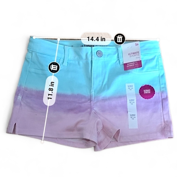 SO Girls Mermaidcore Rainbow Blue Pink ULTIMATE SHORTIE Mid Rise Shorts, size 16 - Picture 10 of 12